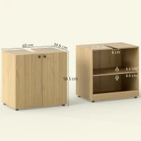 HOMCOM Dulap sub lavoar, dulap de baie 2 uși cu închidere amortizată, raft reglabil, 60x39,8x58,5cm, lemn natural(m-3)