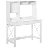 HOMCOM Birou cu depozitare birou bibliotecă birou din lemn modern cu rafturi și blat mare pentru spații mici birou acasă dormitor, 105 x 50 x 137,5 cm, alb