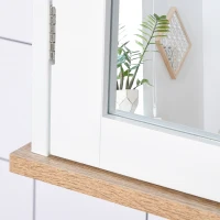 kleankin Dulap Suspendat cu Oglindă pentru Baie 2 Niveluri cu 1 raft reglabil și 2 Uși din lemn- dim. 56I x 14P x 46H cm(m-4)