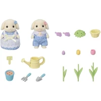 Poupée - SYLVANIAN FAMILIES - Le frere et la soeur Lapin Bélier - Jardinage - Articulés - Multicolore(m-5)