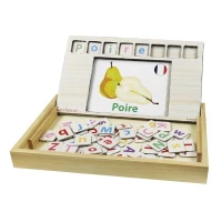 LEXIBOOK - Bio Toys - L'Ecole des mots bilingue Français / Anglais – Jeu en Bois(m-3)