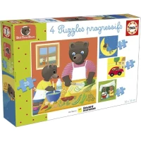 Puzzle - EDUCA - Petit Ours Brun : 4 puzzles progressifs pour enfants de 12 a 25 pieces des 3 ans(m-4)