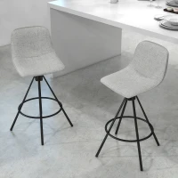HOMCOM Set de 2 Taburete Înalte pentru Bucătărie cu Șezut Rotativ, Taburete de Bar Tapițate, 41,5x47,5x90 cm, Gri Deschis(m-2)