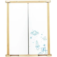 Tableau Triptyque Mural en Bois Naturel - JEUJURA - Ardoise Centrale et Volets Craie/Feutre, Accessoires Inclus, 82x56 cm(m-2)