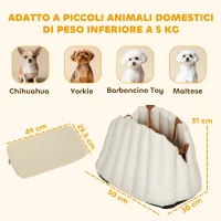 PawHut Seggiolino Auto per Cani Piccoli con Guinzaglio e Base Antiscivolo, Convertibile in Borsa per Animali, Crema(m-3)