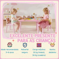 AIYAPLAY Mesa e Cadeiras para Crianças com Estampados de Animais para Meninos e Meninas de 3-8 Anos para Casa Escola Infantil Rosa(m-7)