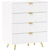 HOMCOM Elegant Four-Drawer Bedside Table - White(m-1)