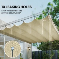 Outsunny Retractable Pergola Cover, 3.5 x 2.6 m Replacement Canopy Fabric for 4 x 3 m Frame, Roof Top Only, Cream White(m-6)