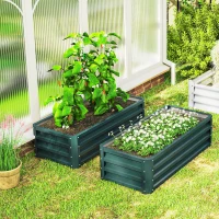 Outsunny Set of Two 110 x 65cm Steel Planter Boxes - Green(m-5)