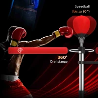 HOMCOM 4-in-1 freistehender Boxsack-Ständer, 160-230 cm höhenverstellbar, Rot(m-4)