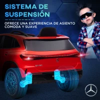 HOMCOM Coche Eléctrico para Niños Mercedes-Benz EQA 12V Control Remoto Música Bocina Velocidad 3-8 km/h 111,5x69x52,5 cm Rojo(m-8)