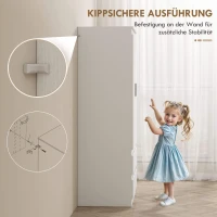 HOMCOM Schlafzimmer-Garderobe mit 2 Türen, 2 Schubladen, 3 Fächer, Holz, Weiß(m-8)