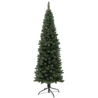HOMCOM Albero di Natale Innevato Alto 180 cm con 618 Rami, Pigne e Base in Acciaio(m-1)