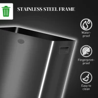 HOMCOM 56L Dual Compartment Stainless Steel Bin, with Deodoriser Holders - Black(m-8)