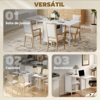 HOMCOM Mesa de Cozinha Dobrável com Arrumação Mesa de Refeição Compacta com 4 Prateleiras 169x60x75 cm Branco(m-5)