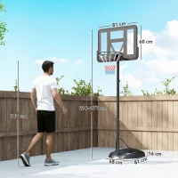 SPORTNOW Tabela de Basquetebol com Altura Ajustável 216-277 cm Aro de Basquetebol para Exterior com Rodas e Base Recarregável Preto(m-3)