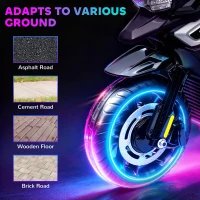 AIYAPLAY Elektryczny motocykl dla dzieci 18-36 miesięcy, pojazd do siadania, kółka pomocnicze, światła, muzyka, tworzywo sztuczne, stal, Schwarz(m-6)