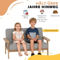 AIYAPLAY Kindersessel, Kindersofa mit Holzrahmen, Samtoptik, gepolstert, für Kinder von 3-15 Jahren Grau(m-5)