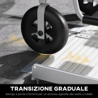 HOMCOM Rampa per Sedia a Rotelle e Scooter per Disabili Pieghevole e Antiscivolo in Alluminio, 305x73.5x5 cm, Argento(m-7)