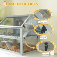 PawHut Klatka dla chomika z drewna, 3 poziomy z głębokim podpiwniczeniem, odpinane poziomy, dla małych zwierząt, 80x50x76cm, Jasnoszary(m-8)