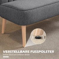 HOMCOM Sofa 2 Sitzer, Polstersofa Leinenoptik, Holzrahmen, Für Wohnzimmer Schlafzimmer, 117 cm, Grau(m-7)