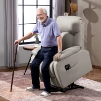 HOMCOM Fauteuil releveur électrique, fauteuil relax électrique avec fonction massage et chauffage, 89 x 94,5 x 103 cm, gris(m-2)