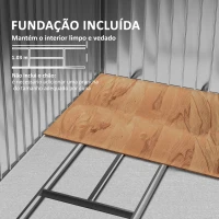 Outsunny Abrigo de Jardim 213x130x185cm Abrigo de Jardim Metálico de Exterior com 2 Portas Deslizantes e 4 Janelas Verde Claro(m-6)