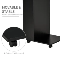 HOMCOM Mobile Sofa Side Table C-Shape End Table with Storage and Casters for Laptop Coffee Snack, Black(m-6)
