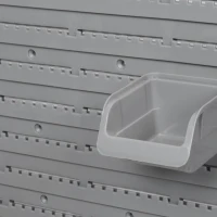 DURHAND Scaffale da Parete per Utensili 95x54 cm con 28 Scatole Impilabili e Vari Ganci Grigio e Arancione(m-4)