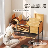 PawHut Schildkrötenhaus, Kleintiergehege, 2 Räume, 2 Stockwerke, Fenster, Rampen, Zubehör, Holz, Stahl, Gelb(m-6)