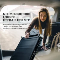 Outsunny Sonnenliege mit Gesichtsloch & Kissen, klappbar, wasserabweisender Bezug, Metallrahmen, Schwarz(m-8)