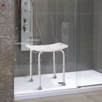 HOMCOM Siège de Douche réglable en Hauteur Tabouret de Douche Ergonomique Pieds antidérapants Charge Max. 136 Kg alu HDPE Blanc(m-10)