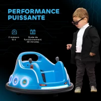 AIYAPLAY Voiture auto-tamponneuse électrique enfant 12V sous licence Angry Bird, voiture tournante 360°, 73 x 73 x 44 cm, bleu(m-8)