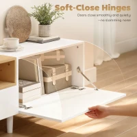 HOMCOM 200 cm TV-kast voor televisies tot 228,6 cm, 2 neerklapbare vakken, open vak, lade, 8 poten, spaanplaat, wit(m-6)