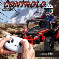 AIYAPLAY Carro Elétrico para Crianças 12V com 2 Motores Suspensão Traseira Faróis e Música 88x57,5x55,5 cm Vermelho(m-5)