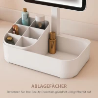 HOMCOM Schminkspiegel mit Beleuchtung wiederaufladbar 180°Drehbar LED Kosmetikspiegel mit 2 Beleuchtungsmodi, Weiß(m-8)