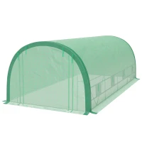 Outsunny 6 x 3(m) Polytunnel Greenhouse with Upgraded Structure, Mesh Door and Windows, 15 Plant Labels, Green(m-11)