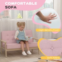 AIYAPLAY Kindersessel, Kindersofa mit Holzrahmen, Samtoptik, gepolstert, für Kinder von 3-15 Jahren Rosa(m-4)