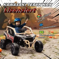 AIYAPLAY 12V Elektrisches Geländefahrzeug für Kinder, Fernbedienung, LED-Lichter, Musik, Hupe, für Kinder von 3-8 Jahren, Gelb(m-4)