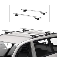 HOMCOM Portapacchi da tetto per auto, 135 cm, in lega di alluminio, compatibile con i binari laterali rialzati da 120 cm, Argento(m-2)