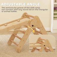AIYAPLAY 5-in-1 klimrek: boogladder, driehoeksladder, helling, klimwand en glijbaan — voor kinderen 1,5-4 jaar, opvouwbaar, hout(m-6)