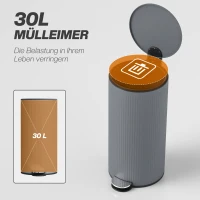 HOMCOM Prullenbak 30 L Tretemmer met softclose-deksel en pedaal, binnenemmer metaal, Zwart, 36 x 30 x 60,5 cm(m-4)