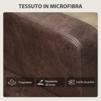 HOMCOM Divano 2 Posti Moderno con Rivestimento in Tessuto Effetto Pelle Traspirante e Gambe in Legno, 130x78x85 cm, Marrone Scuro(m-7)