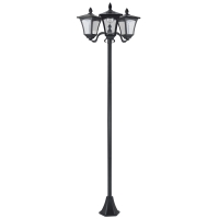 Outsunny Solar Gartenlaterne mit 3 flammig Laterne Mast aus Edelstahl Solarlaterne mit LED 120 Lumen 51,5x47x182,5cm Wegeleuchte IP44 für Garten Balkon Schwarz
