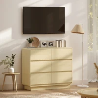 HOMCOM 100 cm dressoir, buffetkast met 6 lades, ladekast voor keuken, woonkamer, eetkamer, naturel hout(m-7)