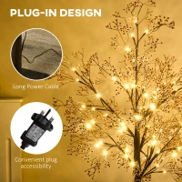 HOMCOM 4ft Artificial Gypsophila Blossom Tree Light with 72 Warm White LED Light, Baby Breath Flowers for Home Party Wedding, Indoor and Outdoor Use(m-8)