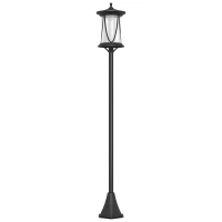 Outsunny Lampada da esterno solare, LED, funzionamento automatico, resistente alle intemperie, 6 ore di illuminazione, 17B x 17T x 127Hcm, Nero(m-7)