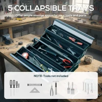 DURHAND Cutie de unelte Caseta de unelte Montaj Cufăr de unelte gol economisire spațiu cu 5 rafturi pliante stabil Oțel (SPCC) Verde închis 45 x 20 x 34,5 cm(m-5)