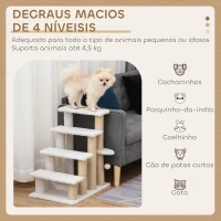 PawHut Escada para Gatos de 4 Níveis Coberta de Pelúcia Suave Poste de Juta Bola Pendurada Arranhador para Gatos 60x40x64 cm Branco(m-4)