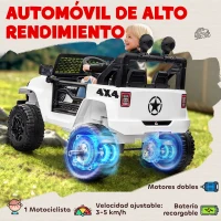 HOMCOM Coche Eléctrico para Niños de +3 Años Vehículo Todoterreno de Batería 12V con Control Remoto 100x65x72 cm Blanco(m-4)